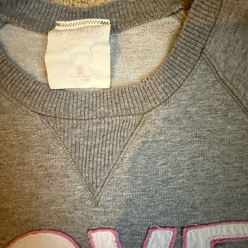 Victoria's Secret PINK Vintage Gray Sweatshirt with Pink Accents - Picture 3 of 3